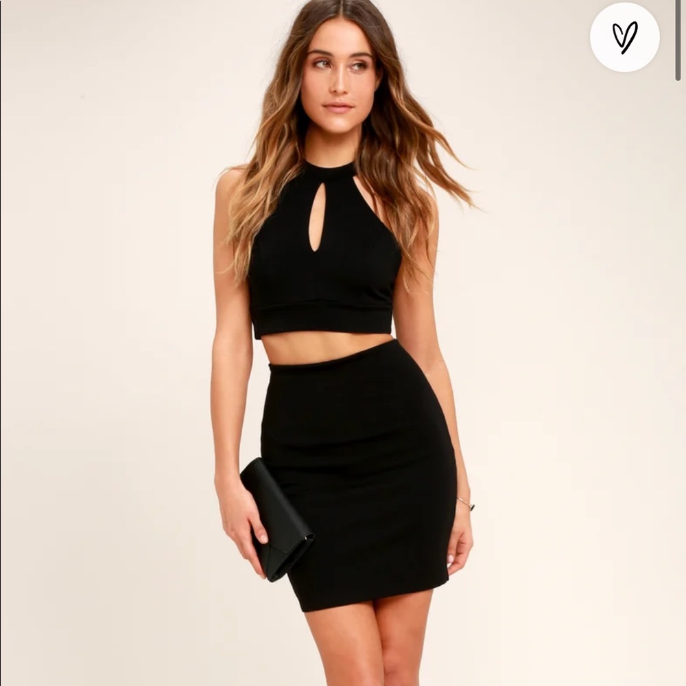 Black Lace Two-Piece Dress